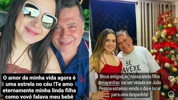 César Nitão, pai de Maya, lamentou a morte da filha nas redes sociais. O filho dele está internado em São Paulo — Foto: Reprodução/Redes sociais